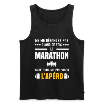 marathon ne dérangez pas sauf apéro - Débardeur bio Premium Homme - noir - Devant - Michal (187cm)