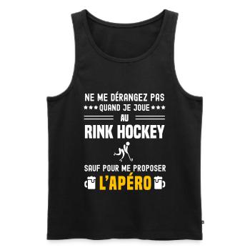 rink hockey ne dérangez pas sauf apéro - Débardeur bio Premium Homme - noir - Devant - AI Model Male 178 light (178cm)