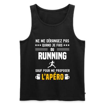 running courir ne dérangez pas sauf apéro - Débardeur bio Premium Homme - noir - Devant - Michal (187cm)