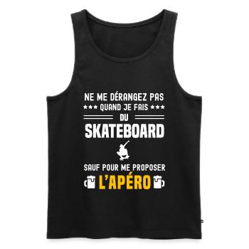skateboard ne dérangez pas sauf apéro - Débardeur bio Premium Homme - noir - Devant - AI Model Male 178 light (178cm)