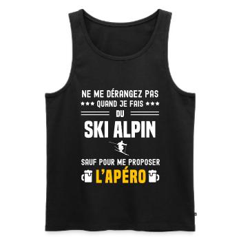 ski alpin ne dérangez pas sauf apéro - Débardeur bio Premium Homme - noir - Devant - AI Model Male 178 light (178cm)