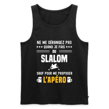 slalom ne dérangez pas sauf apéro - Débardeur bio Premium Homme - noir - Devant - Michal (187cm)