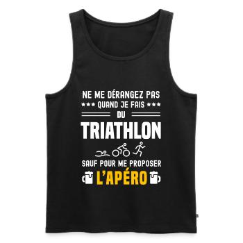 triathlon ne dérangez pas sauf apéro - Débardeur bio Premium Homme - noir - Devant - Michal (187cm)