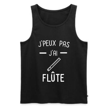 Je peux pas j'ai flûte instrument musique - Débardeur bio Premium Homme - noir - Devant - Michal (187cm)