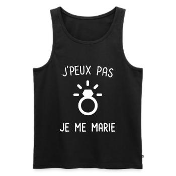 Je peux pas je me marie bague - Débardeur bio Premium Homme - noir - Devant - Michal (187cm)