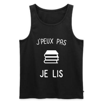 Je peux pas je lis - Débardeur bio Premium Homme - noir - Devant - Michal (187cm)