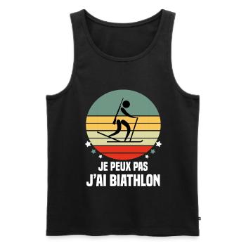 je peux pas j'ai biathlon vintage - Débardeur bio Premium Homme - noir - Devant - Michal (187cm)