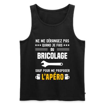 bricolage clé molette ne dérangez pas sauf apéro - Débardeur bio Premium Homme - noir - Devant - Michal (187cm)