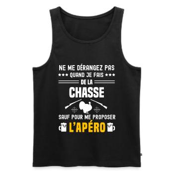 chasse au dindon ne dérangez pas sauf apéro - Débardeur bio Premium Homme - noir - Devant - Michal (187cm)
