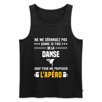 danse danceur ne dérangez pas sauf apéro - Débardeur bio Premium Homme - noir - Devant - Michal (187cm)