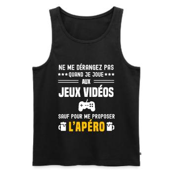 jeux vidéos ne dérangez pas sauf apéro - Débardeur bio Premium Homme - noir - Devant - Michal (187cm)