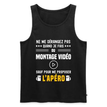 montage vidéo ne dérangez pas sauf apéro - Débardeur bio Premium Homme - noir - Devant - Michal (187cm)