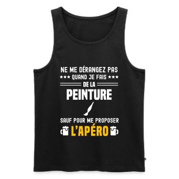 peinture pinceau ne dérangez pas sauf apéro - Débardeur bio Premium Homme - noir - Devant - Michal (187cm)