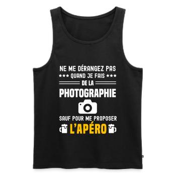 photographie ne dérangez pas sauf apéro - Débardeur bio Premium Homme - noir - Devant - Michal (187cm)