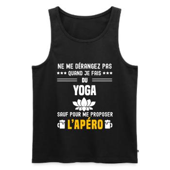 yoga lotus ne dérangez pas sauf apéro - Débardeur bio Premium Homme - noir - Devant - AI Model Male 178 light (178cm)