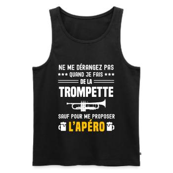 trompette instrument ne dérangez pas sauf apéro - Débardeur bio Premium Homme - noir - Devant - Michal (187cm)