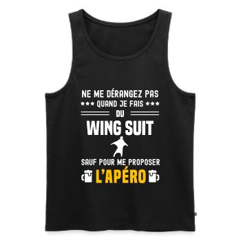 wing suit ne dérangez pas sauf apéro - Débardeur bio Premium Homme - noir - Devant - AI Model Male 178 light (178cm)