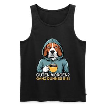 Good morning very thin funny beagle - Men's Premium Organic Tank Top - black - Front - AI Model Male 178 light (178cm)