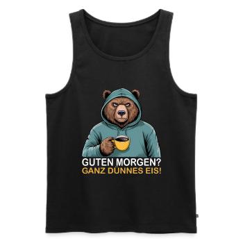 Good Morning Very Thin Grizzly Funny Bear - Men's Premium Organic Tank Top - black - Front - AI Model Male 178 light (178cm)