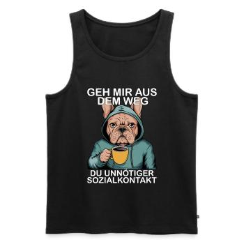 Unnecessary social contact Funny French - Men's Premium Organic Tank Top - black - Front - AI Model Male 178 light (178cm)