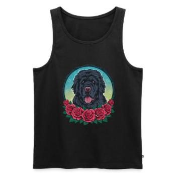 Süßer Cartoon Neufundländer Hund mit Rosen - Männer Premium Bio Tank Top - Schwarz - Vorne - Michal (187cm)