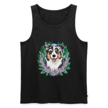 Australischer Schäferhund Motiv mit Flieder - Männer Premium Bio Tank Top - Schwarz - Vorne - AI Model Male 178 light (178cm)