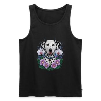 Süßer Dalmatiner mit Orchideen - Männer Premium Bio Tank Top - Schwarz - Vorne - AI Model Male 178 light (178cm)