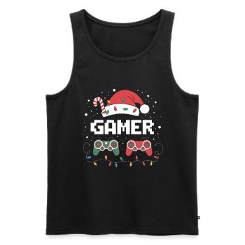 Gamer Gaming Gamer Gaming Noël - Débardeur bio Premium Homme - noir - Devant - Michal (187cm)