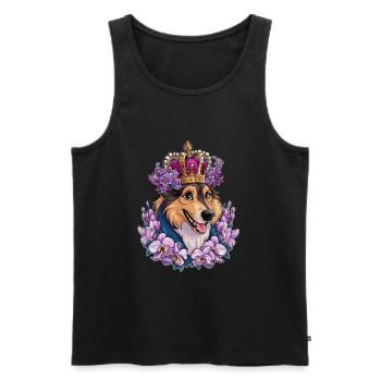 Chien d’élan norvégien avec roses, papillons - Débardeur bio Premium Homme - noir - Devant - Michal (187cm)