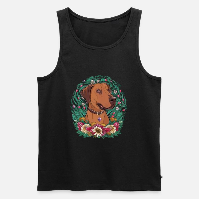 Rhodesian Ridgeback et belles fleurs - Débardeur bio Premium Homme - noir