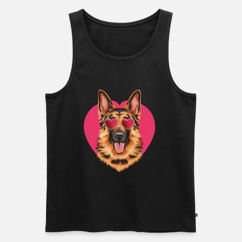 Cooler Deutscher Schäferhund mit Sonnenbrille - Männer Premium Bio Tank Top - Schwarz