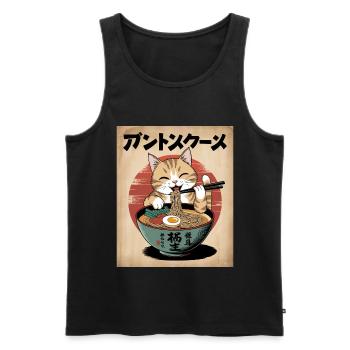 Kawaii Cat Ramen Noodles Anime Cat - Men's Premium Organic Tank Top - black - Front - AI Model Male 178 light (178cm)