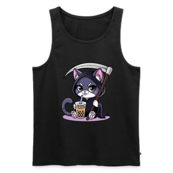 Sensenmann Katze Anime Katze Bubble Tea - Männer Premium Bio Tank Top - Schwarz - Vorne - AI Model Male 178 light (178cm)