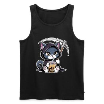 Sensenmann Katze Anime Katze Bubble Tea - Männer Premium Bio Tank Top - Schwarz - Vorne - AI Model Male 178 light (178cm)