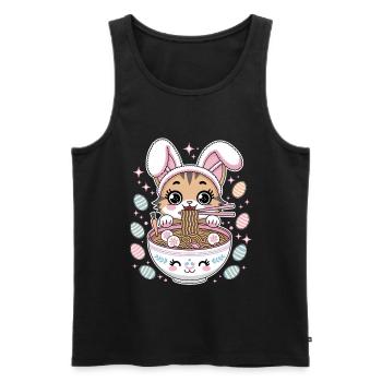 Easter Kawaii Anime Cat Ramen - Men's Premium Organic Tank Top - black - Front - Michal (187cm)