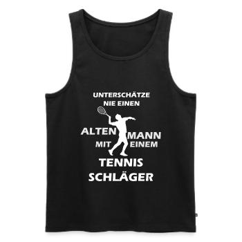 Vieil homme jouant au tennis en chemise cadeau - Débardeur bio Premium Homme - noir - Devant - Michal (187cm)