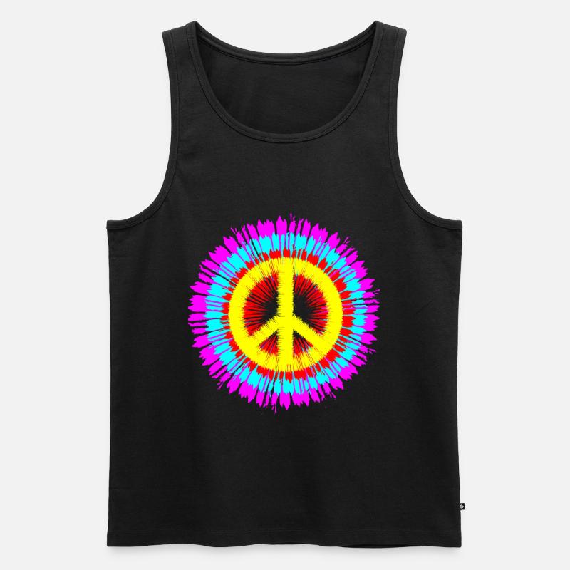 Friedensymbol Peacezeichen Liebe - Männer Premium Bio Tank Top - Schwarz