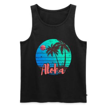 Aloha - Men's Premium Organic Tank Top - black - Front - Michal (187cm)