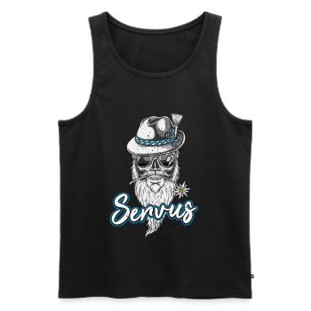 Servus Cooler Bayern Totenkopf bayrischer Bua - Männer Premium Bio Tank Top - Schwarz - Vorne - AI Model Male 178 light (178cm)