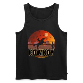 Cow-boy - Débardeur bio Premium Homme - noir - Devant - AI Model Male 178 light (178cm)