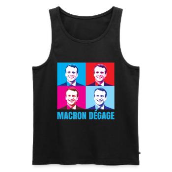 Macron gibt wütenden französischen Bürgeraufstand ab - Männer Premium Bio Tank Top - Schwarz - Vorne - AI Model Male 178 light (178cm)