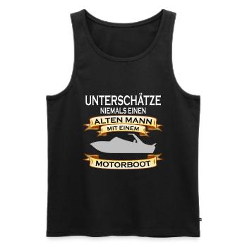 Boot Kapitän Segeln Schiff Anker Motiv Spruch - Männer Premium Bio Tank Top - Schwarz - Vorne - Michal (187cm)