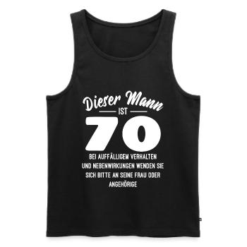 70. Geburtstag Rezept Nebenwirkung lustig Spruch - Männer Premium Bio Tank Top - Schwarz - Vorne - Michal (187cm)