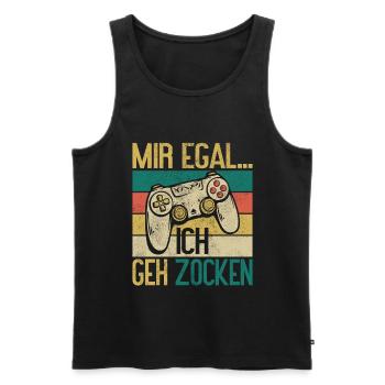 Mir egal ich geh zocken Gamer - Männer Premium Bio Tank Top - Schwarz - Vorne - AI Model Male 178 light (178cm)