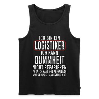 Ich bin ein Logistiker - Dummheit reparieren - Männer Premium Bio Tank Top - Schwarz - Vorne - Michal (187cm)