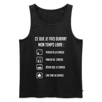 Chasseur accro amoureux chasse temps libre loisirs - Débardeur bio Premium Homme - noir - Devant - Michal (187cm)
