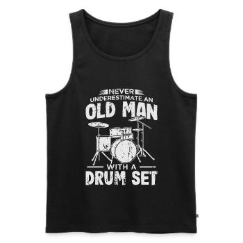 Drummer Old Man Drums Pensioner - Men's Premium Organic Tank Top - black - Front - Michal (187cm)