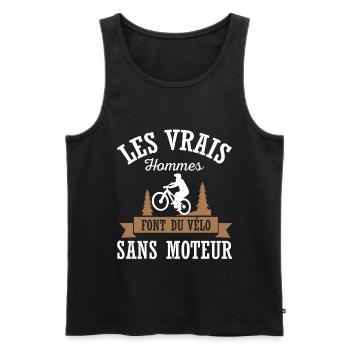 Les vrais hommes font du vélo sans moteur cycliste - Débardeur bio Premium Homme - noir - Devant - AI Model Male 178 light (178cm)