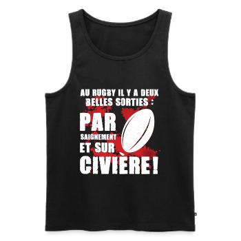 Cadeau rugby citation message sang guerre combat - Débardeur bio Premium Homme - noir - Devant - AI Model Male 178 light (178cm)