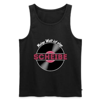 Meine Welt ist eine Scheibe / Schallplatte, Vinyl - Männer Premium Bio Tank Top - Schwarz - Vorne - Michal (187cm)
